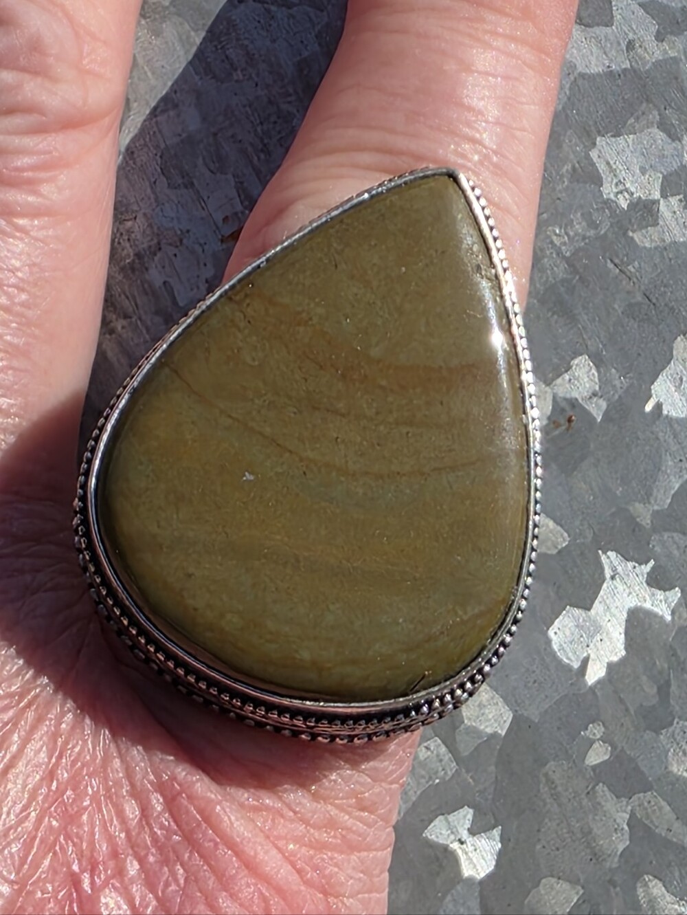 Picasso Jasper Gemstone Ring In 925 Sterling Silver (9.5)
